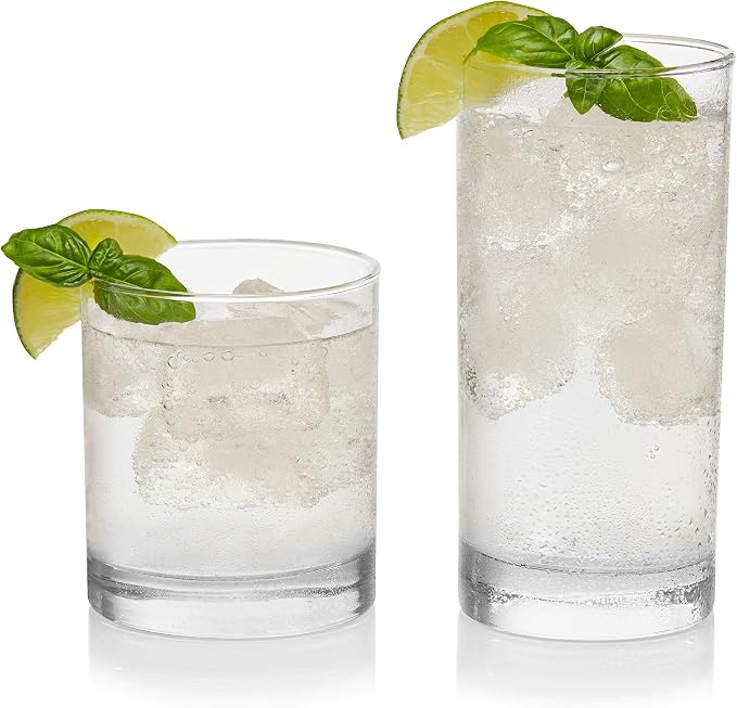 Province Tumbler & Rocks Drinking Glasses Set of 16, Tall Glass Cups | 15.2 oz and 11.1 oz Capacities for Water, Juice, Cocktails, and More with Lightweight Design and Dishwasher-Safe Cleanup - Image 3