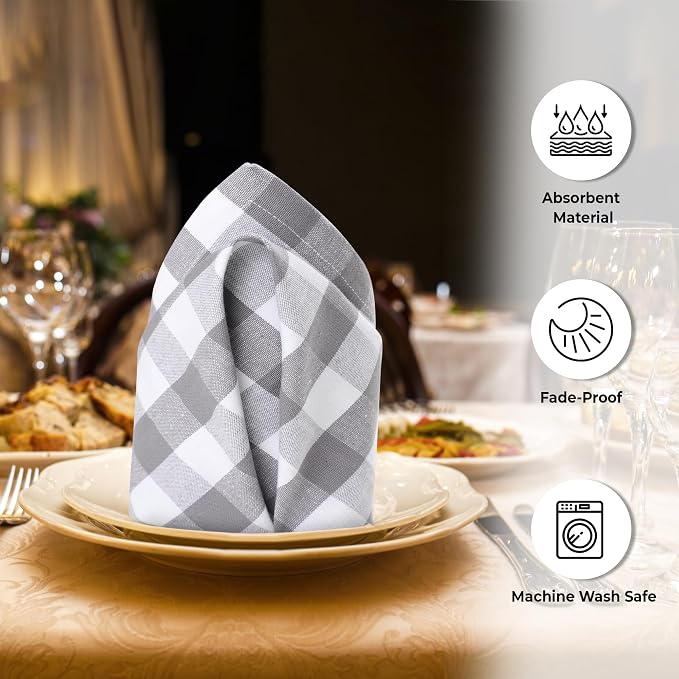 Urban Villa Cloth Napkins Cotton 20x20 (Set of 6) Grey - Image 2