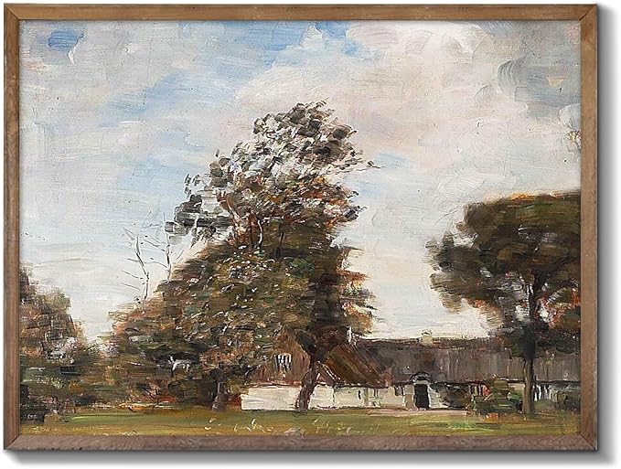 XOCUUI Vintage Cottage Wall Art, Summer Country Landscape Print - Farmhouse Art Poster - Cottage Oil Painting, 8" X 10" Unframed Canvas Prints, Farmhouse Kitchen Office Bathroom Art Wall Decor by XOCUUI