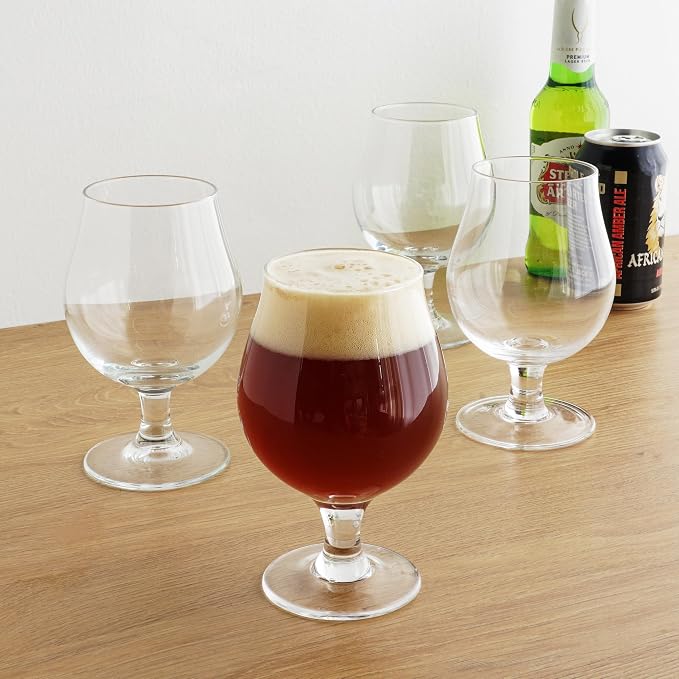 True Classic Tulip Beer Glasses, Sparkling Clear Drinking Glasses for Belgian Ales, Sours, IPA Beers, Cocktails, Gifts for Men, Game Night, Happy Hour, Home Bar, Elegant Glassware, 15 oz, Set of 4 - Image 5