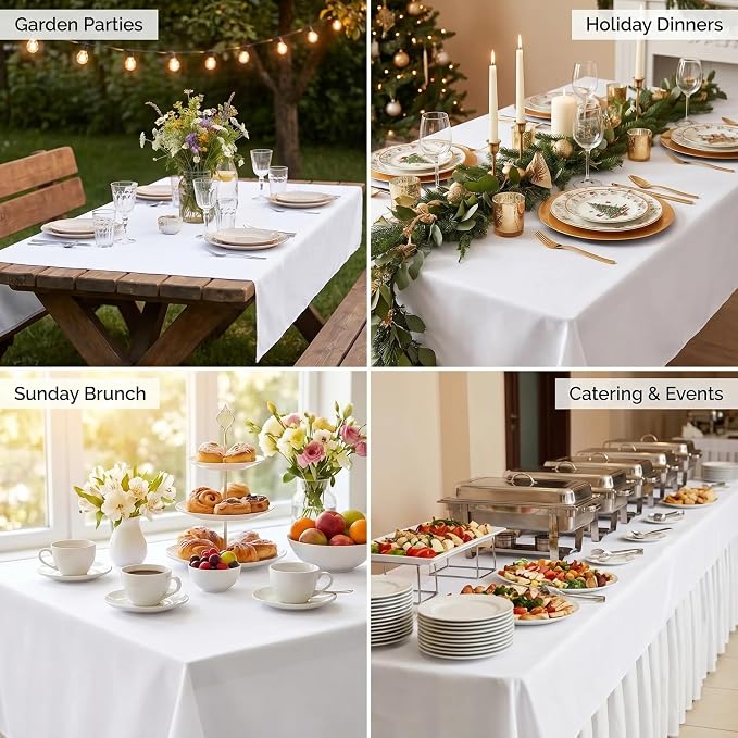 Urban Villa Tablecloth Cotton Tabletop 60x84 (6-8 Seats) White - Image 6