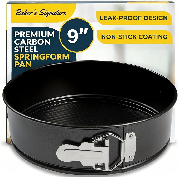 Cheesecake Pan 9" Carbon Steel With Removable Bottom – Leakproof Design | Nonstick Coating Springform – Durable Cake Mold With Secure Latch, Even Heat Cheese Cake Pans For Baking by BakersSignature