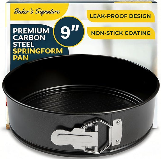 Cheesecake Pan 9" Carbon Steel With Removable Bottom – Leakproof Design | Nonstick Coating Springform – Durable Cake Mold With Secure Latch, Even Heat Cheese Cake Pans For Baking by BakersSignature