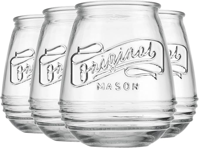 Glaver's Stemless Wine Glasses 21 Oz. Set Of 4 Original Mason Vintage Goblet Beverage Glasses Uses For Your Cocktail Lounge, Whiskey Parties, and Everyday Dinner Table. Dishwasher Safe. (Large) - Image 7