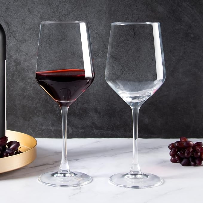 YANGNAY Wine Glasses (Set of 8, 17 Oz), Clear Wine Glasses for Red Wine, Smooth Rim, Dishwasher Safe - Image 4