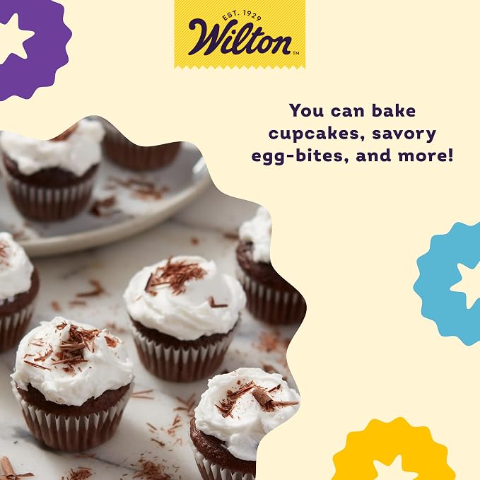 Wilton Gold Non-Stick Muffin Pan, Made Without PFAS, 24-Cup | Non-Stick Steel with Scratch-Resistant Coating, Resists Warping, Extended Handles, Dishwasher Safe, Perfect for Cupcakes - Image 6