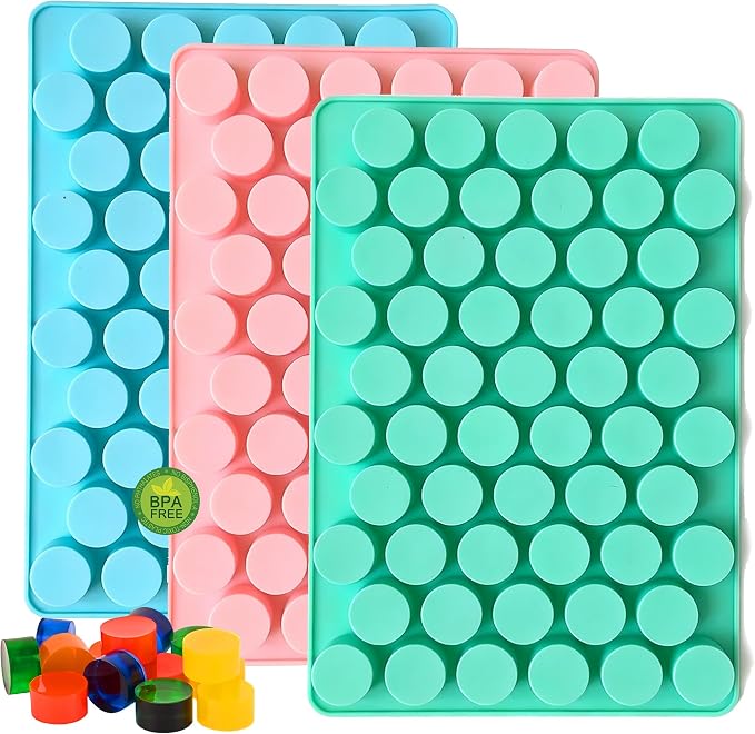 3pcs Round Candy Molds Silicone Molds for Hard Candy, Gummy, Caramels, Chocolate, Ganache, Ice Cubes, 220 Cavity by keliwa