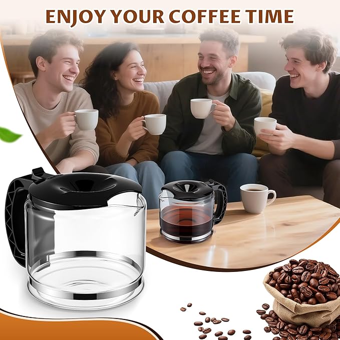Glass Coffee Carafe Compatible with Delonghi 3066 3067 3093 3094 3111 3112 Kf140 Kf863, Coffee Pot Compatible with 7313283649, Espresso Carafe Machine Parts, 10 Cup / 750ml