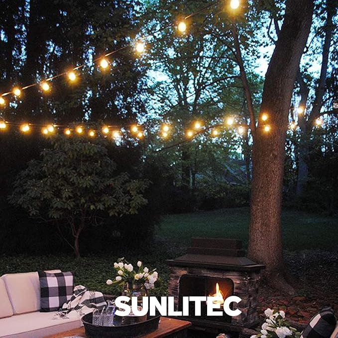 Sunlitec Solar String Lights Waterproof LED Indoor/Outdoor Hanging Umbrella Lights with 30 Bulbs - 50 Ft Patio Light for Deckyard Tents Market Cafe Gazebo Porch Party Decor - Image 8
