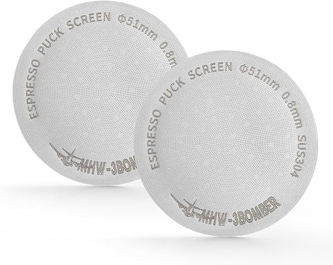 MHW-3BOMBER 51mm Espresso Puck Screen 2 Packs Metal Coffee Filter Reusable Espresso Filters for 51mm Portafilter Basket 0.8mm Thickness FG7008S-OS