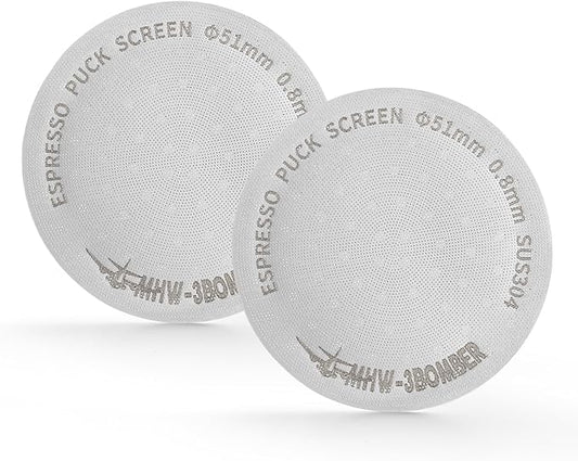MHW-3BOMBER 51mm Espresso Puck Screen 2 Packs Metal Coffee Filter Reusable Espresso Filters for 51mm Portafilter Basket 0.8mm Thickness FG7008S-OS