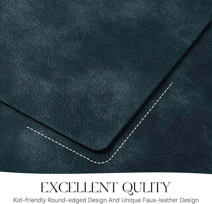 MOSAYT Vinyl Placemats Set of 4-12 X 17 Inch - Faux Leather 100% Waterproof Oil-Proof Wipeable PU Place Mats, Heat Resistant Reversible Table Mats for Kitchen, Dining, Outdoor, Navy Blue - Image 5
