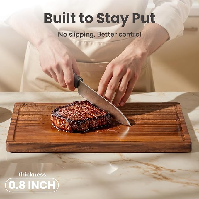 SMIRLY Cutting Boards for Kitchen, 3 Piece Walnut Cutting Board with Stand | Non Toxic Walnut Wood Cutting Board with Juice Grooves and Handles, Multiple Sizes Wooden Chopping Board for Meal Prep - Image 2