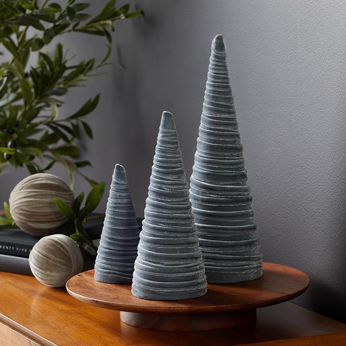 Your Heart's Content Gray Velvet Trees Set of 3, Winter Mantel Neutral Accent, Valentine Tree Tablescape, Holiday Centerpiece, Modern Farmhouse, Handcrafted Gift for (Gray) - Image 2