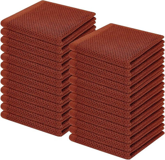 Homaxy 100% Cotton Waffle Weave Kitchen Dish Cloths 24-Pack, Rust | 12 x 12 Inches, Ultra Soft Absorbent Dish Towels, Quick Drying Dish Rags with Hanging Loop by Homaxy