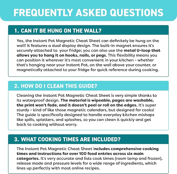 Instant Pot Magnetic Cheat Sheet Magnet - Instant Pot Accessories - Cookbooks Pressure Cooker Cooking Guide - Instapot Booklet - Instantpot Cooking - Kitchen Gifts for Women - Kitchen Gadgets - Image 8