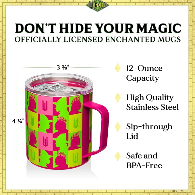 Dragon Glassware x Wicked Stainless Steel Camp Mug with Lid, 12 oz - Pink | Insulated Camping Mug For Coffee, Tea, Matcha, Hot Beverages; Official Wicked Mug - Image 3