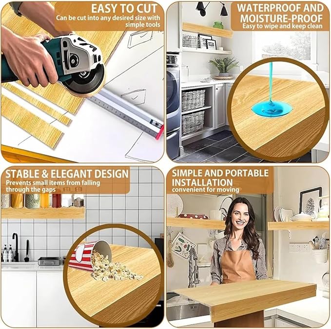 Wire Rack Covers for Shelves, 5 PCS 43x9x1.6 in PVC Wire Shelf Covers for Pantry Kitchen Closet Bathroom Office Shelving, Moisture-Resistant & Removable - Image 5