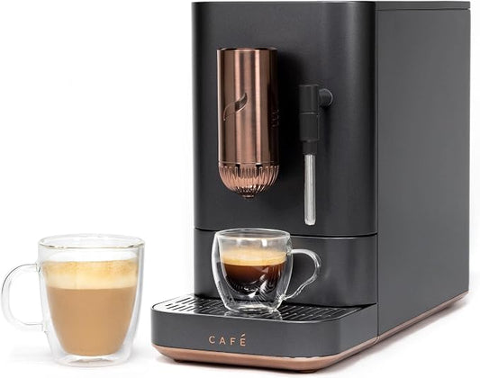 Café Affetto Automatic Espresso Machine + Milk Frother | Built-In & Adjustable Espresso Bean Grinder | One-Touch Brew in 90 Seconds | Matte Black, 1.2 Liter, (C7CEBBS3RD3) by Caf%C3%A9