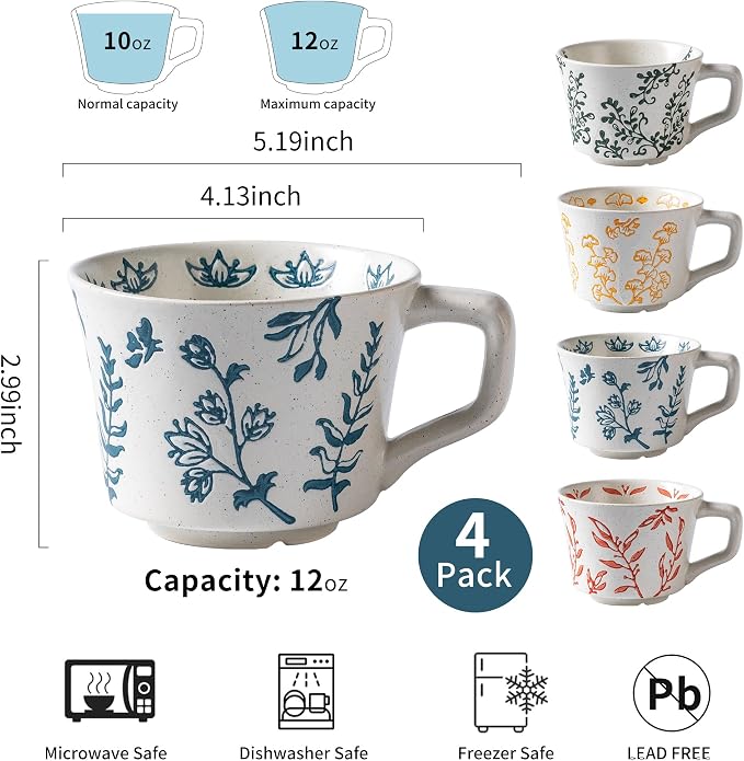 Ceramic Mug 11 oz Unique Luxurious Cup, Mug for Coffee Milk Latte Cappuccino Tea, Office Home Dishwasher Microwave Freezer Safe Stoneware Handmade Minimalist Cup Blue - Image 3