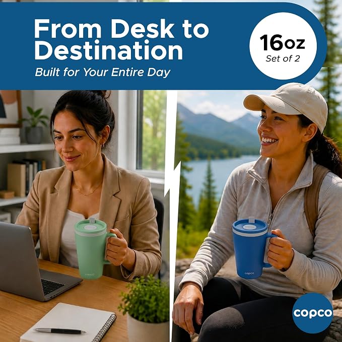Copco Cone Cone Desk Mug 16 Oz - Blue & Green, Set of 2 - Image 7