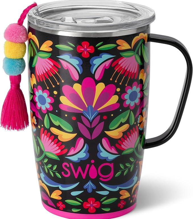 Swig Life 18oz Insulated Travel Mug with Handle & Lid, Caliente | Triple Insulated Stainless Steel - Handle & Lid Included - Keeps Coffee Hot or Cold - Cup Holder Friendly by SwigLife