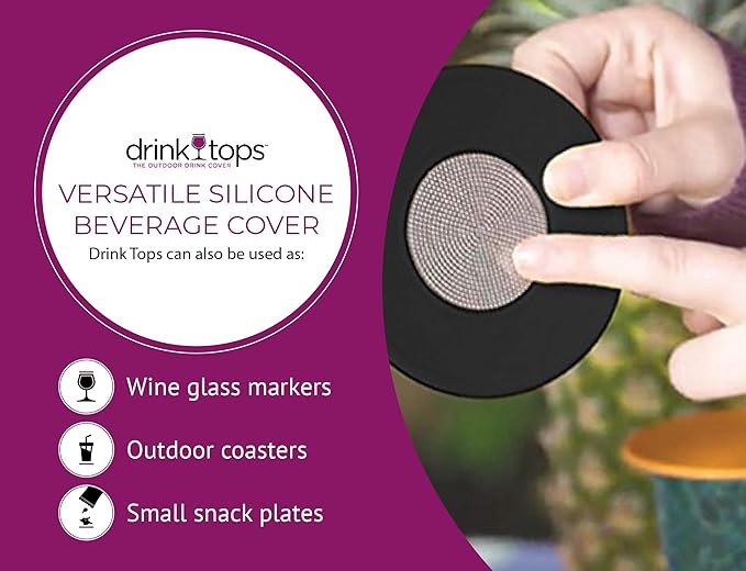 Silicone Wine Glass Covers - Ventilated, Allows Wine to Breathe - Outdoor, Keeps Particles Out - BPA Free - 4 Pack