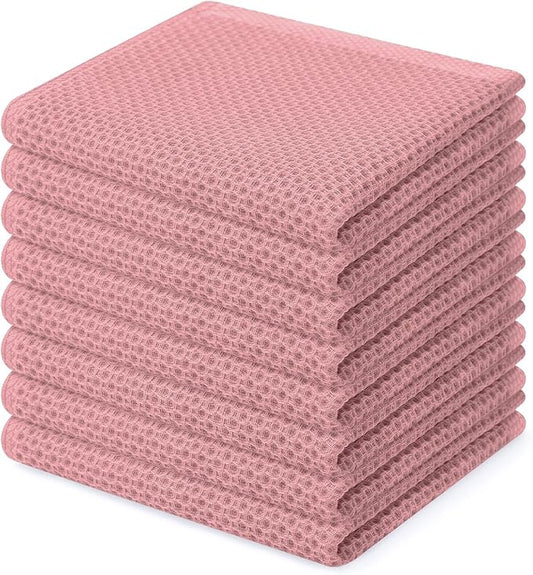Homaxy 100% Cotton Waffle Weave Kitchen Dish Cloths 8-Pack, Dried Rose | 12 x 12 Inches, Ultra Soft Absorbent Dish Towels, Quick Drying Dish Rags with Hanging Loop by Homaxy