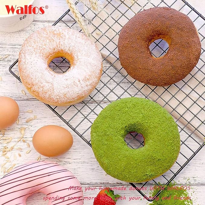 Walfos Donut Pan for Baking - Non-Stick Silicone Doughnut Pan Set, Silicone Donut Mold Heat Resistant, Make Perfect Donut Cake Biscuit Bagels, BPA FREE and Dishwasher Safe, Set of 3