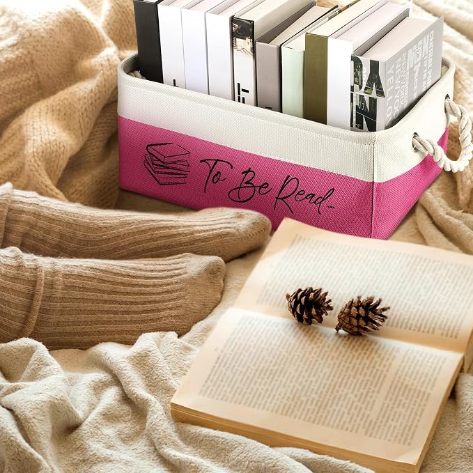 Marsui Book Lover Gifts Tbr Book Storage Basket to Be Read List Storage Bin Bookish Accessories Bookworm Gift for Club Members Student Teacher Reading Accessories - Image 5