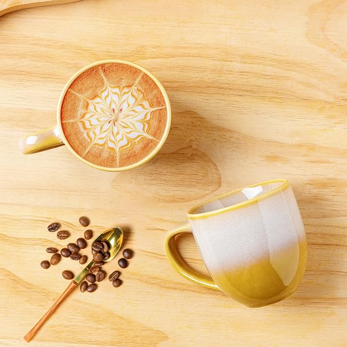 theterra Ceramic Coffee Mugs Set of 6, 12 oz Coffee Cups with Handle | Handmade, Suitable for Latte, Tea, Milk, Beer & Hot Cocoa, Autumn Haze - Image 3