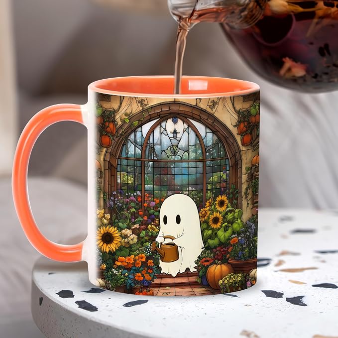 Hyturtle Cute Ghost Plant Mug Gifts For Plant Lovers on Birthday Halloween | Gardener Gift Ideas, Gardening 11oz Coffee Cup for Women, Vivid double-sided print, Comfort grip handle, Premium ceramic - Image 6