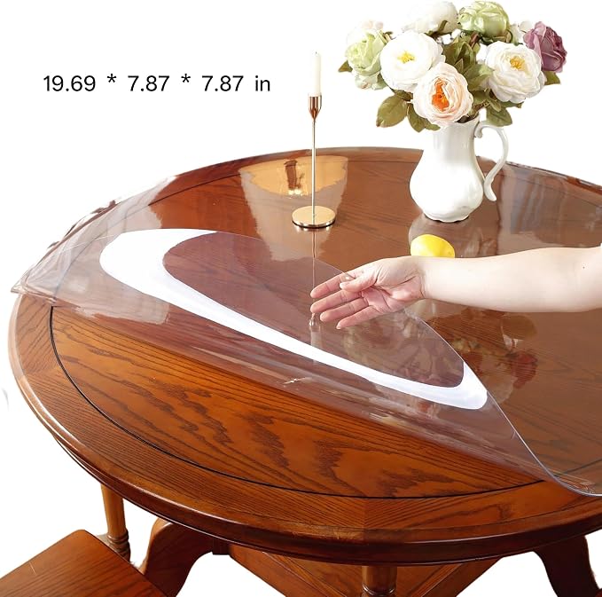 Round Table Protector 48 Inch Thick Table Cover Protector Round Plastic Waterproof PVC Tablecloth Vinyl Circle Table Top Protector for Dining Room Coffee Home Essentials - Image 2