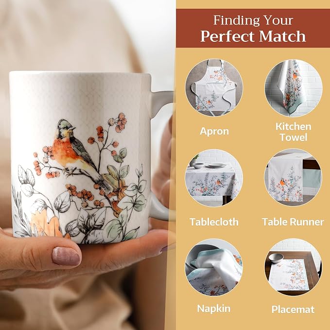 Maison d' Hermine Coffee Mug with Handles Tea Cups (15 Ounce, Pack of 1) | Fine Bone China Coffee Mugs for Hot Beverages Cappuccino Latte Home Spring Summer -Whitish Shabby Chique - Winter Berries - Image 6