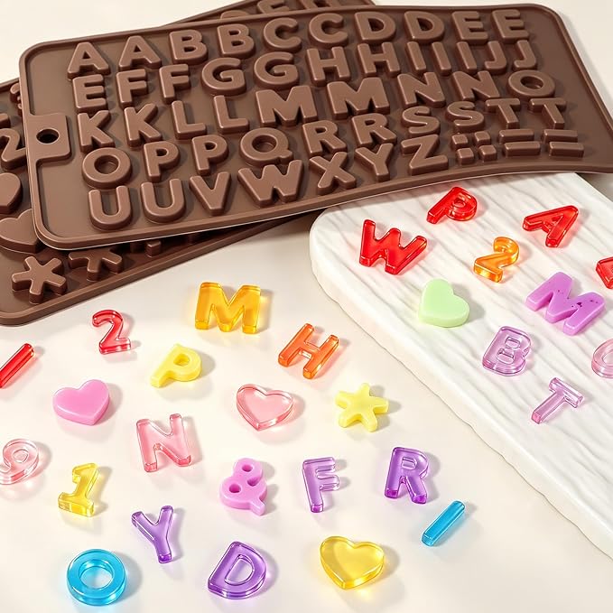 2PCS Silicone Molds for Chocolate,Number Letter Molds,Reusable Candy Molds with Happy Birthday Decorating Symbols,Mini Size Alphabet Decorating for Birthday Cake Lollipop Fondant Chocolate - Image 4