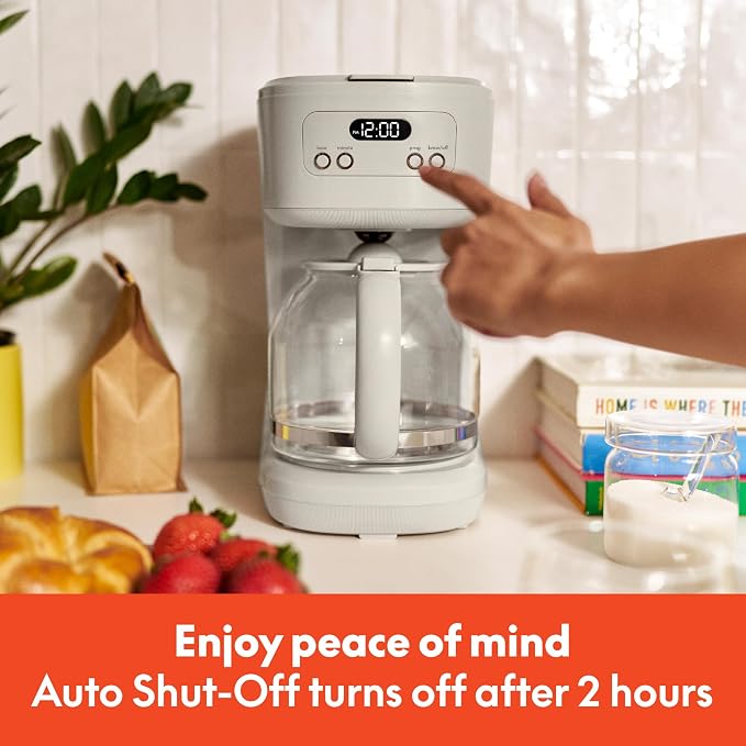 BREW 12-Cup Programmable Coffee Maker with No-Drip Glass Carafe, Oatmilk - Image 6