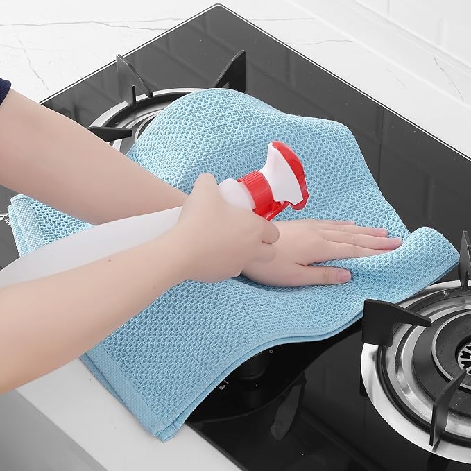 Homaxy 100% Cotton Waffle Weave Kitchen Dish Towels 4-Pack, Sky Blue | 13 x 28 Inches, Ultra Soft Absorbent Dish Towels, Quick Drying Cleaning Towels - Image 5