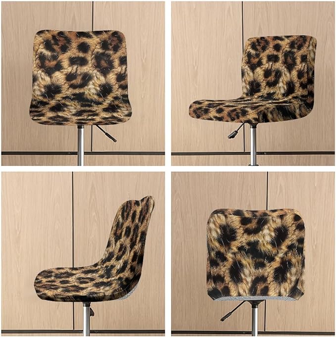 Leopard Bar Stools Set of 2 Bar Stool Slipcovers Non Slip Dining Chair Slipcover Swivel Chair Seat Covers Home Kitchen Furniture Protector - Image 6