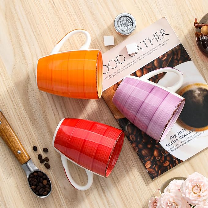 vancasso Bonita 16 Oz Large Coffee Mugs Set of 6, Ceramic Coffee Cups for Cappuccino, Latte, Tea, Cocoa, Warm Color - Image 5