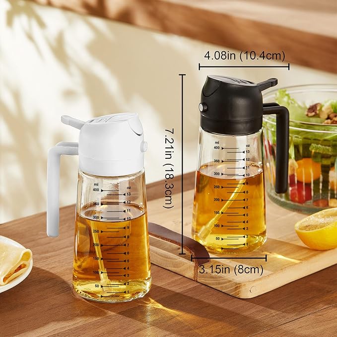 TrendPlain 16oz/470ml Glass Olive Oil Sprayer for Cooking – 2 in 1 Olive Oil Dispenser Bottle for Kitchen Gadgets and Air Fryer Accessories, Salad, BBQ - Sky Blue - Image 5