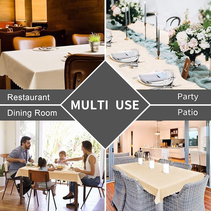 Smiry Rectangle Waterproof Heavy Duty Vinyl Tablecloths, 60 x 140 Inch | Wipeable Washable Floral Embossed Table Cover for Kitchen and Dining Room, Indoor & Outdoor Use, Brown - Image 7