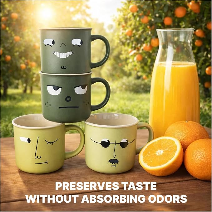 Funny Coffee Mugs Set of 4 - Large 13oz Ceramic Funny Face Mugs, Coffee Cups for Coffee, Tea & Latte, Birthday, Office & White Elephant Gift, Microwave & Dishwasher Safe - Image 5