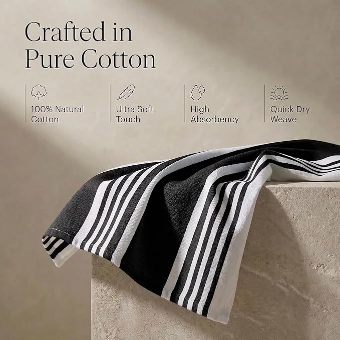 Urban Villa Kitchen Towels Cotton Dish Towels 20”x30” (Set of 6) Black - Image 4
