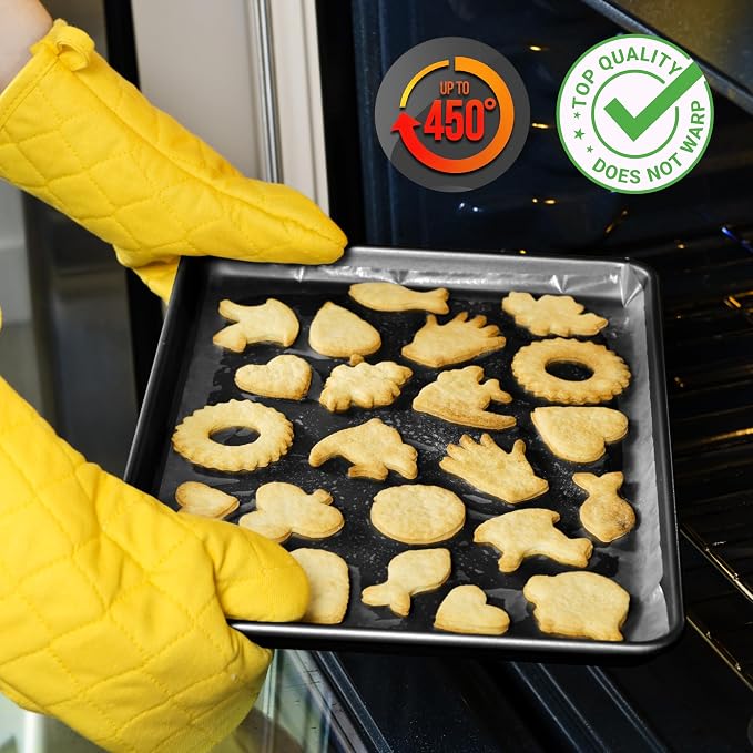 NutriChef 2-Piece XL Mega Cookie Sheet Baking Pans Set - 22" x 16" Extra Large Nonstick Carbon Steel Oven Baking Tray Pans, Stackable Bakeware, Black - NCLGBP16 - Image 2