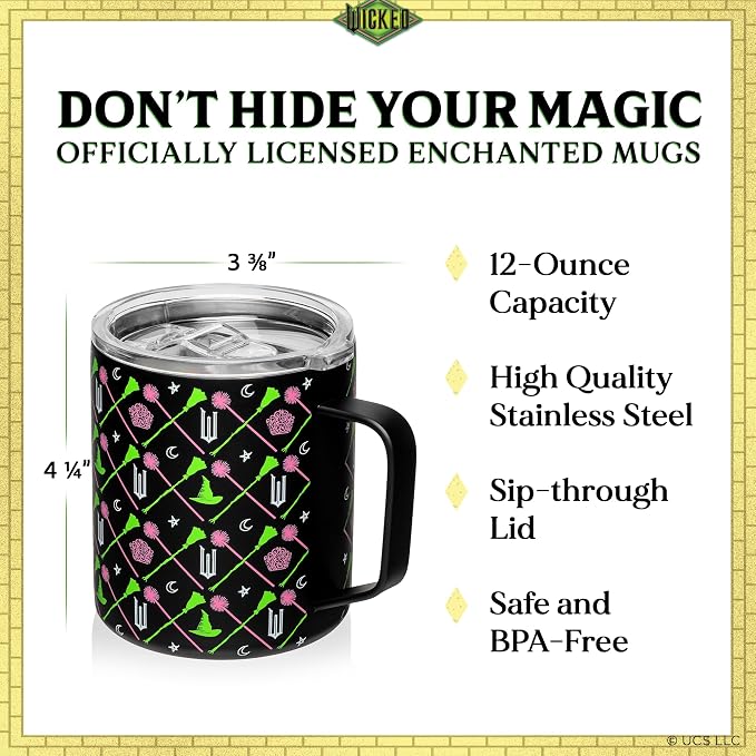 Dragon Glassware x Wicked Stainless Steel Camp Mug with Lid, 12 oz - Black | Insulated Camping Mug For Coffee, Tea, Matcha, Hot Beverages; Official Wicked Mug - Image 3