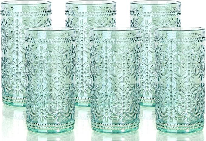 Darlion Green Glassware, Vintage Drinking Glasses, 12oz Highball Glasses | Lead-Free Glass, Food Grade Glass, Durable&Sturdy, Vintage Decoration by PurchaseNow