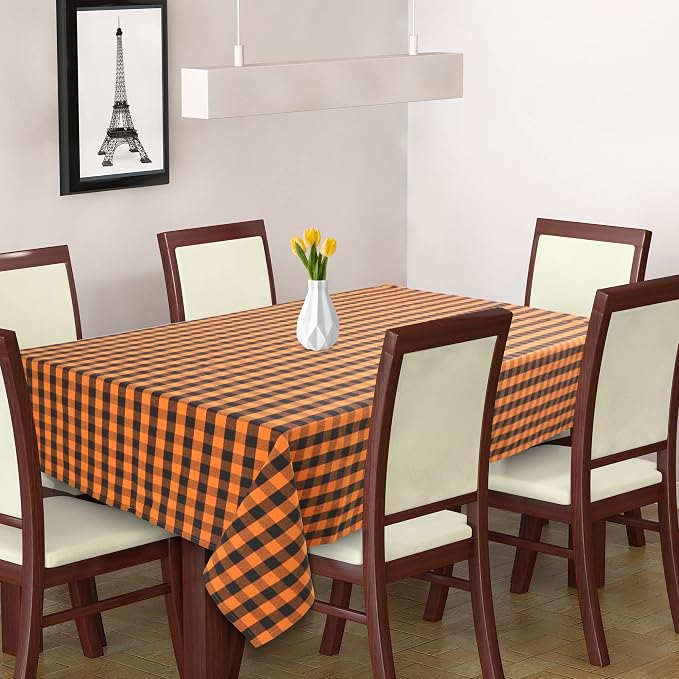 Urban Villa Tablecloth Cotton Tabletop 60x84 (6-8 Seat) Orange/Black Checks - Image 4