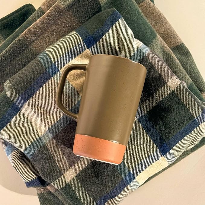 Mora Ceramics Large Tea Mug with Loose Leaf Infuser and Ceramic Lid, 18 oz, Portable, Microwave and Dishwasher Safe, Tall Coffee Cup - Rustic Matte Ceramic Glaze, Modern Herbal Tea Strainer, Olive - Image 5