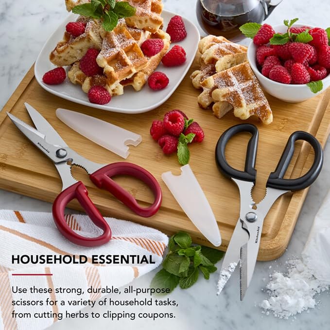 KitchenAid Multipurpose Shear Set, Versatile Scissors with Nutcracker, Bottle Opener, Ergonomic Handles with Protective Blade Covers, 2 Piece - Image 5