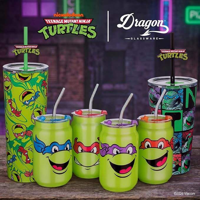 Dragon Glassware x Teenage Mutant Ninja Turtles Insulated Tumbler, 16 oz | Vacuum Insulated Stainless Steel Tumbler with Straw & Lid; Double Walled TMNT Tumbler with Straw Topper; Ninja Turtle Cup - Image 8